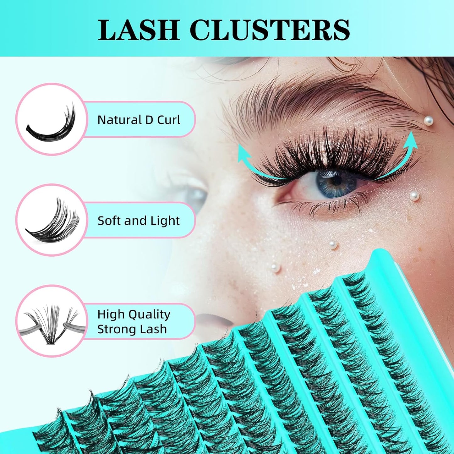 Lash Clusters Kit 200PCS 50D Eyelash Extension Kit D Curl Wispy Eyelash Clusters DIY Natural Individual Lashes Kits Lashes Extensions Kit with Lash Bond and Remover Eyelash Tweezer at Home