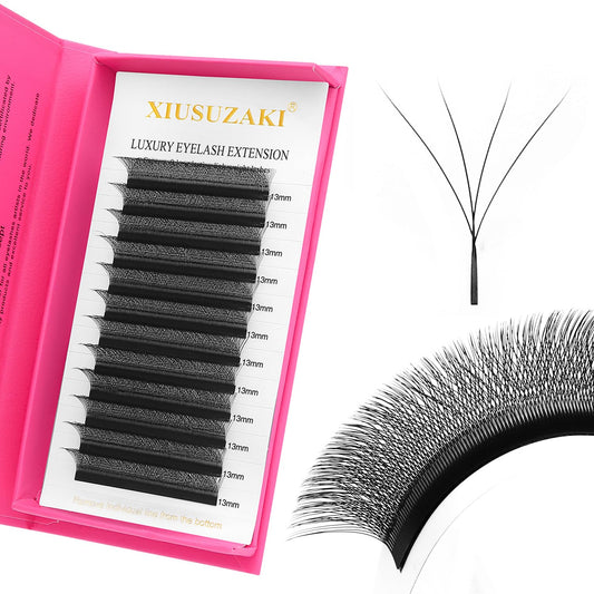 Lash Extensions 4D Eyelash Extensions W Lashes 0.07mm Thickness D Curl Lashes Mix 8-15mm Soft Lash Trays Volume Lash Extension Natural Matte black False Eyelashes Professional Use(W-4D-0.07-D,8-15mm)