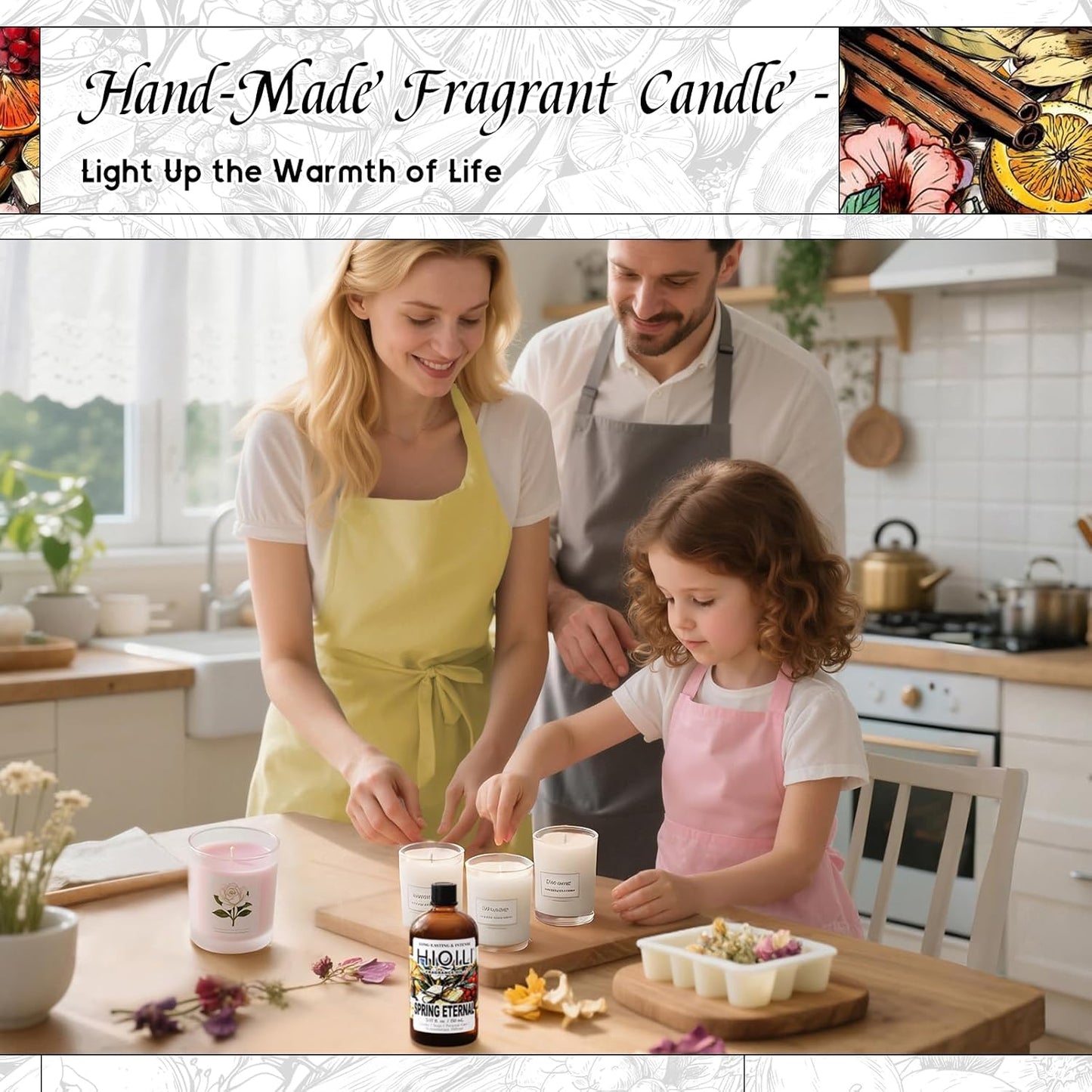 HIQILI Spring Eternal Fragrance Oil for Candle & Soap Making, Inspired by Gtal L.Chevre-feuille, Add to Air Freshener Spray, Essential Oil Diffuser, Honeysuckle - 5.07 Fl Oz