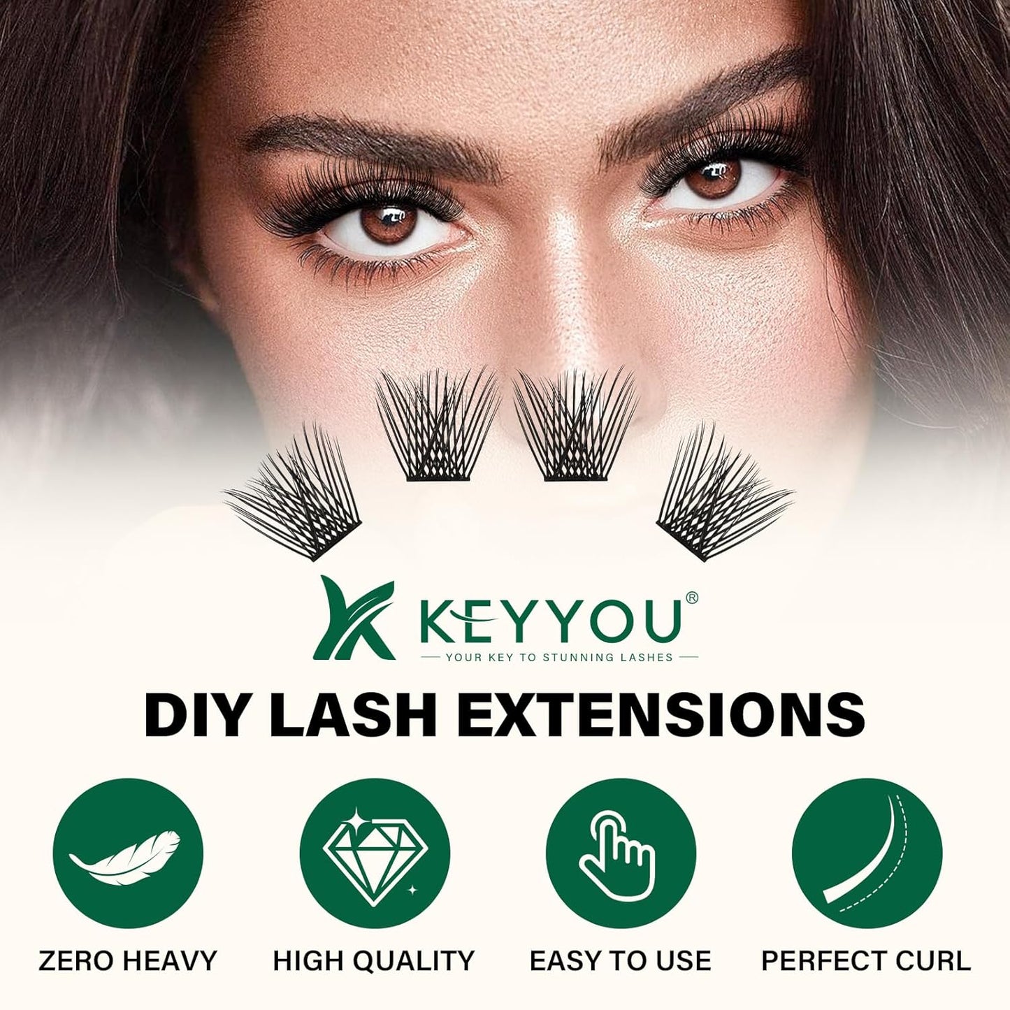 Lash Clusters 144pcs Individual Lashes D Curl 10mm Eyelash Clusters KEYYOU Air Touch Cluster Lashes Super Lightweight Soft Wispy Comfortable Easy DIY at Home(Air01-D-14mm)