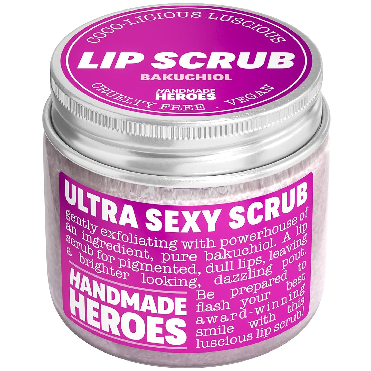 Handmade Heroes Bakuchiol Lip Scrub 1 fl oz Deep Conditioning Lip Plumper Helps Reduce Fine Lines and Wrinkles Appearance 100% Cruelty Free Vegan Lip Care for Luscious Lips