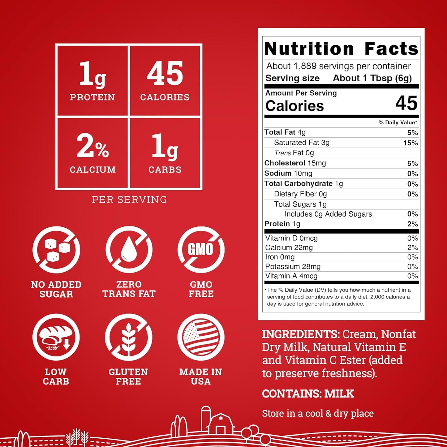 Hoosier Hill Farm Heavy Cream Powder, 25LB (Pack of 1)