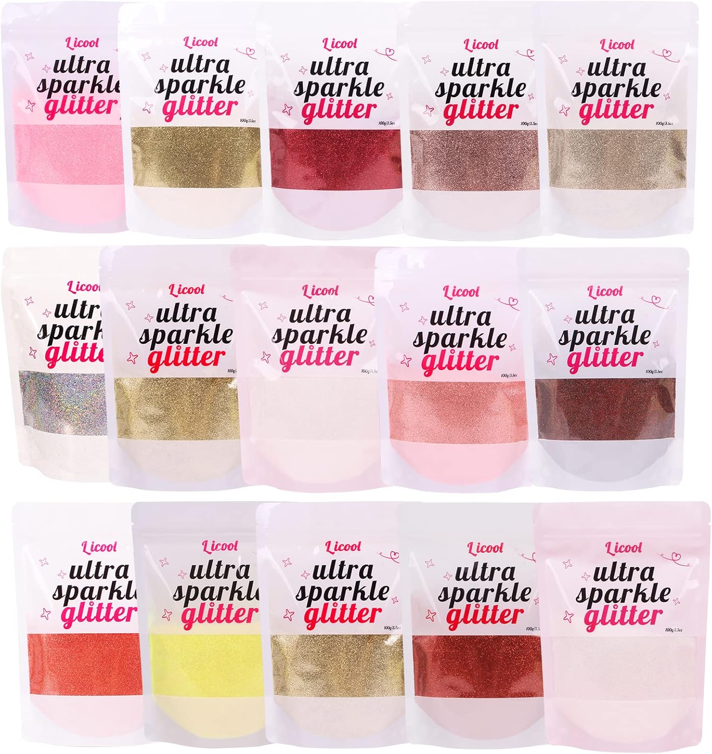 Holographic Fine Glitter, 100g/3.5oz Extra Fine Glitters Powder Packs for Resin, Craft Glitter for Tumblers Candle Slime Making, Festival Body Face Eyeshadow Nail Glitter (Light Pink)