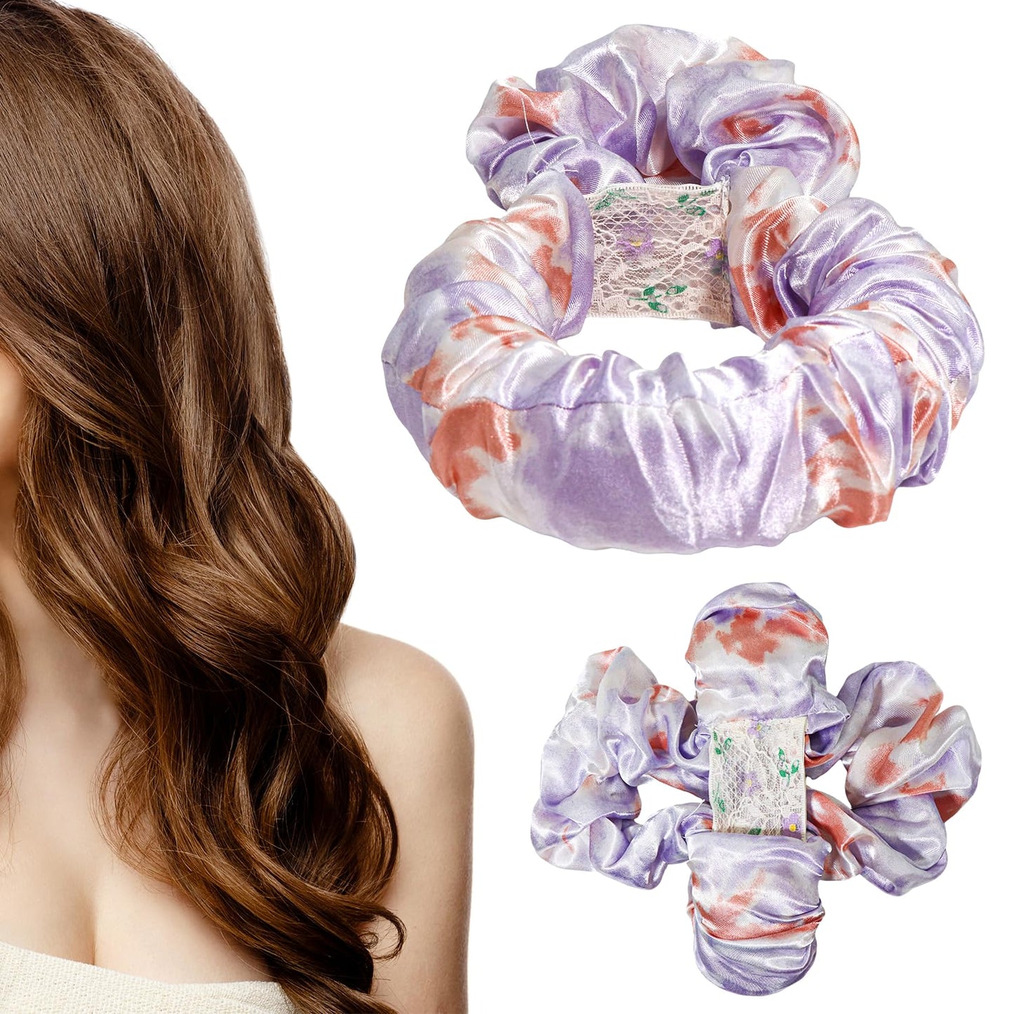 Heatless Hair Curler, Hair Curlers Overnight to Sleep In, Heatless Curling Scrunchie for Women Soft Silk Lazy Rollers Headband for Long Hair Overnight (Purple, 1PCS)