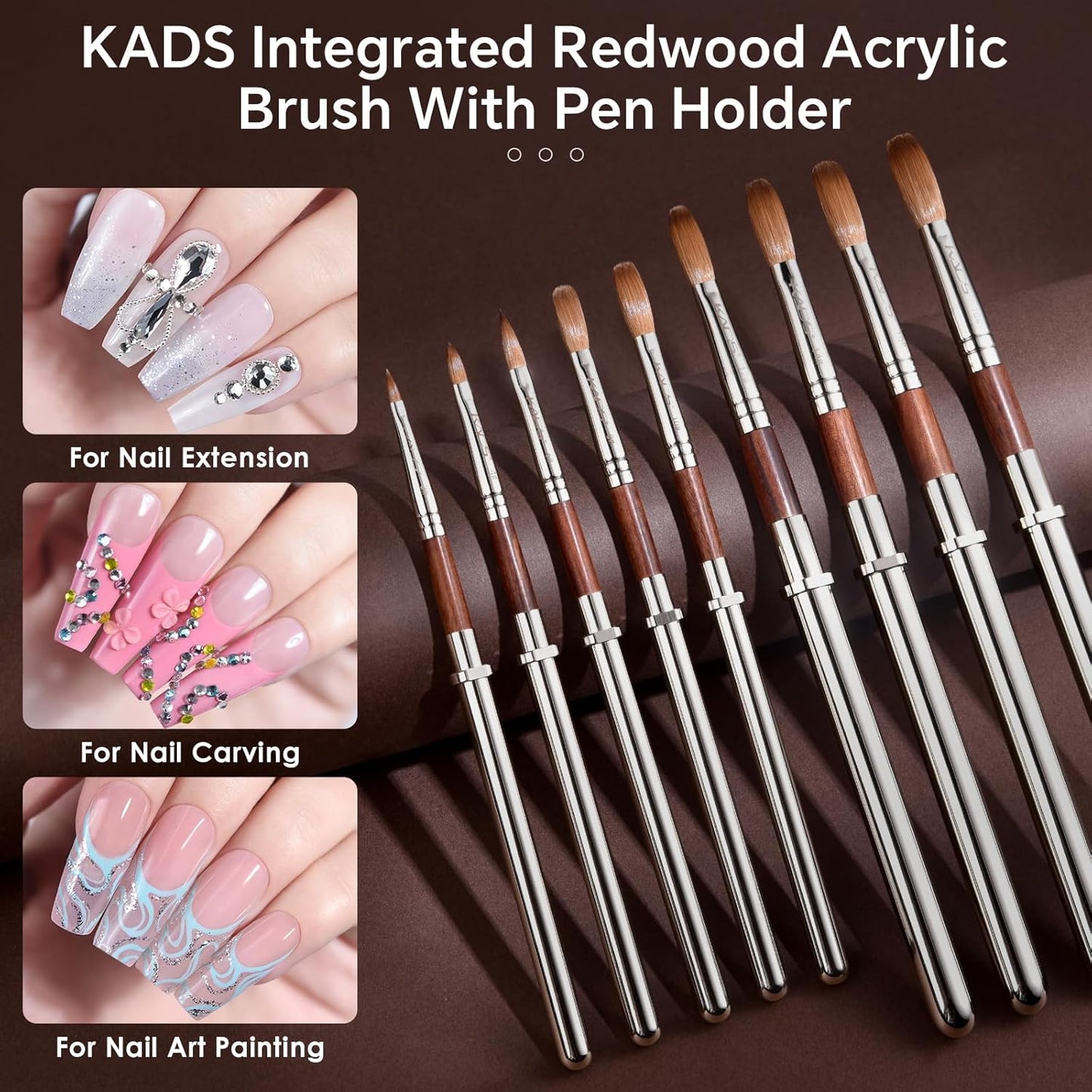 KADS Acrylic Nail Brush with Penholder Nail Brush for Acrylic Application-Oval Shaped Powder Nail Design Tools for Professional Manicure DIY Home Salon (16#)