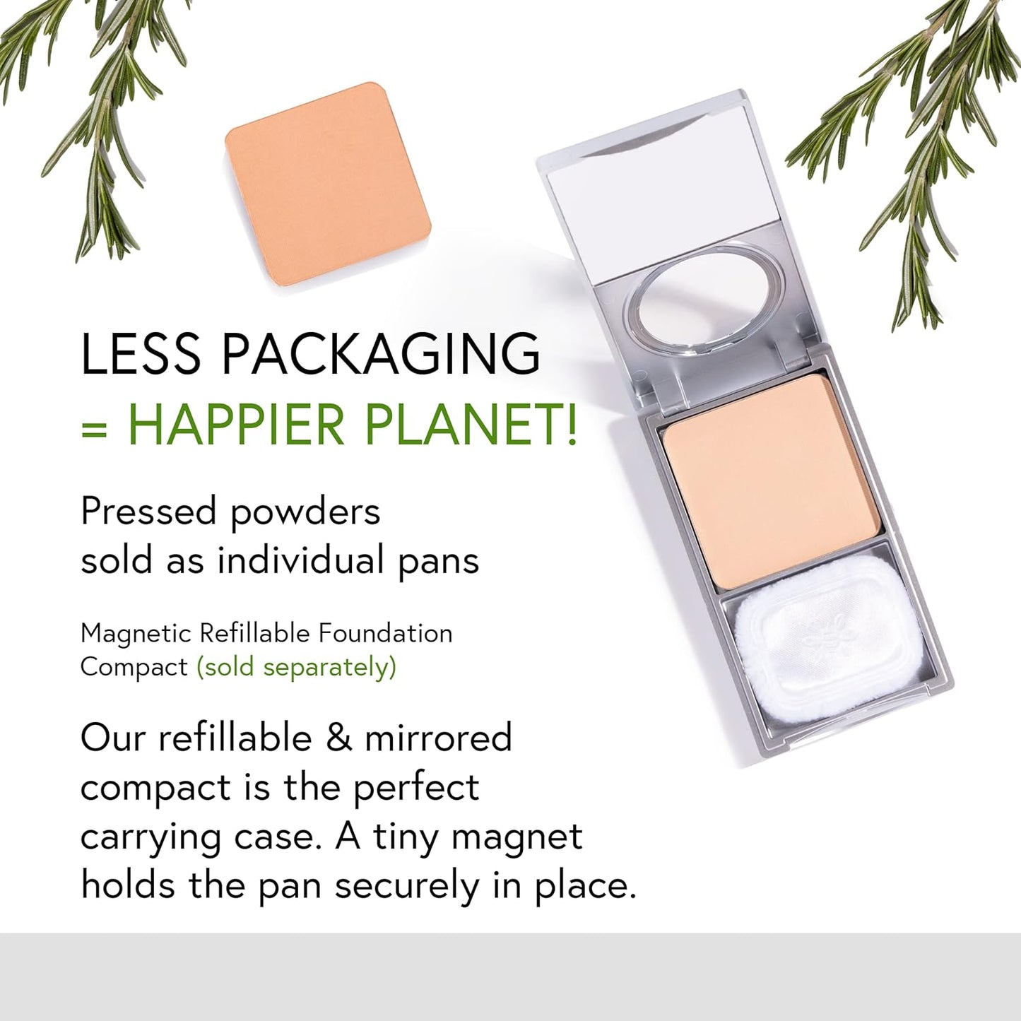 Honeybee Gardens Pressed Mineral Powder Foundation Refill, Avignon, Pale Light Neutral Shade, Adjustable Coverage, Natural Finish, With Botanical Extracts And Vitamin E, 7.5g