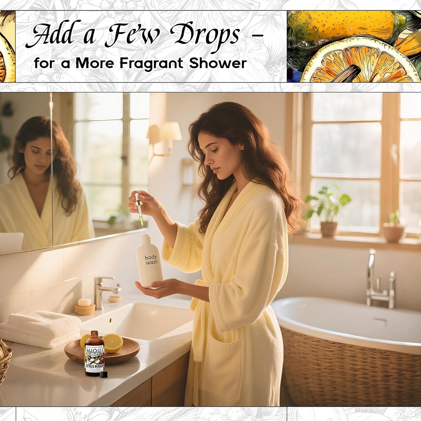 HIQILI Citrus Mirage Fragrance Oil for Candle & Soap Making, Perfect for Scent Diffuser & Humidifier, DIY Multi-Use Cleaner - 5.07 Fl Oz