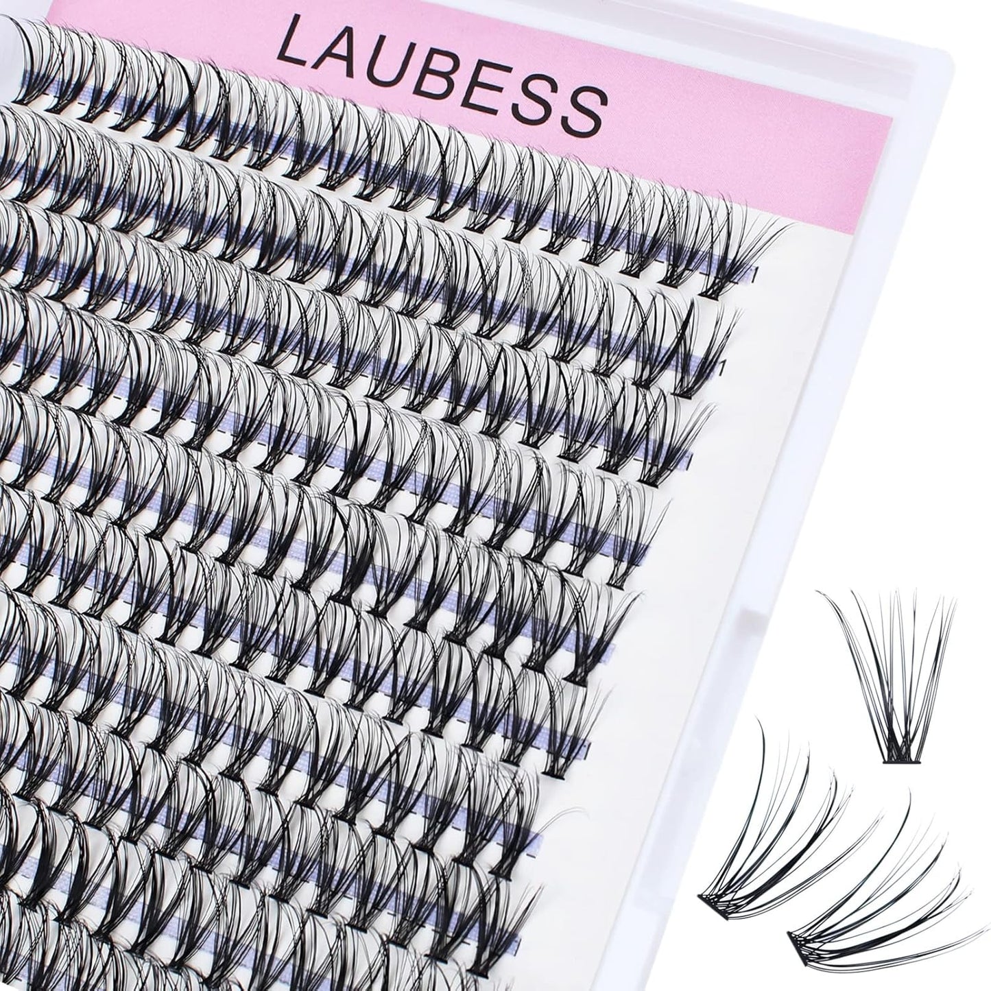 Lash Clusters LAUBESS Individual Lashes Waterproof Eyelash Clusters Mixed Tray Cluster Eyelash Extensions Soft Cluster Lashes for Beginners(20D-0.07D-16)