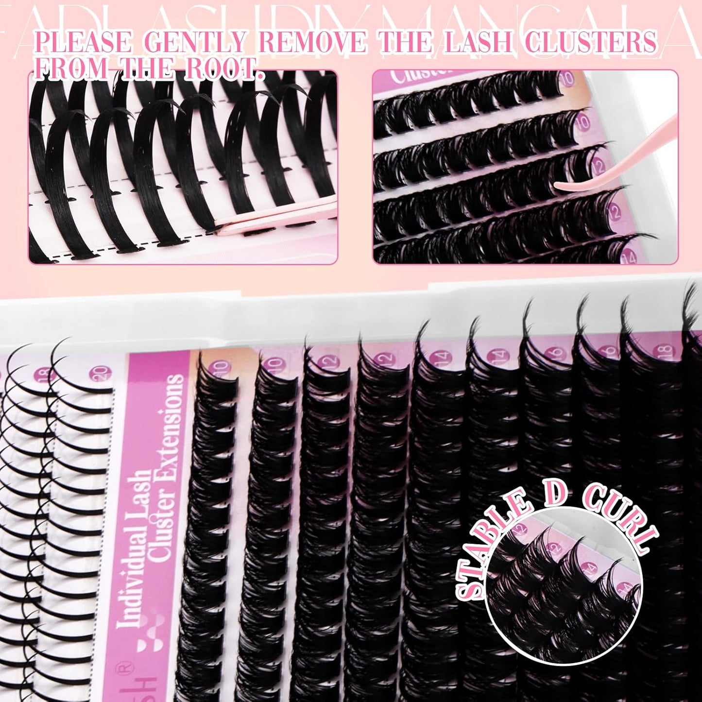 Lash Clusters 100D Eyelash Clusters 10-18mm Spikes 14-20mm Thick Volum Manga Lashes with D Curl DIY Fairy Lash Clusters with Spikes by FADLASH