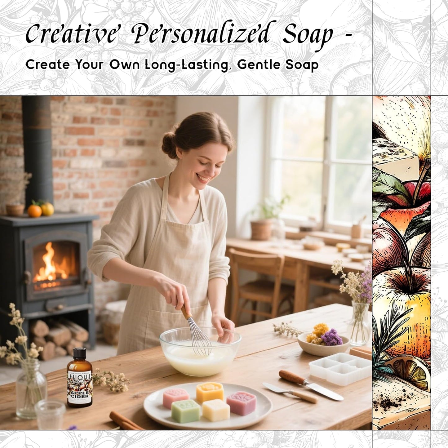 HIQILI Apple Cider Fragrance Oil - Making DIY Candle & Soap, Luxury Wine Scented, for Home & Office Essential Oil Diffuser Use - 1 Fl Oz