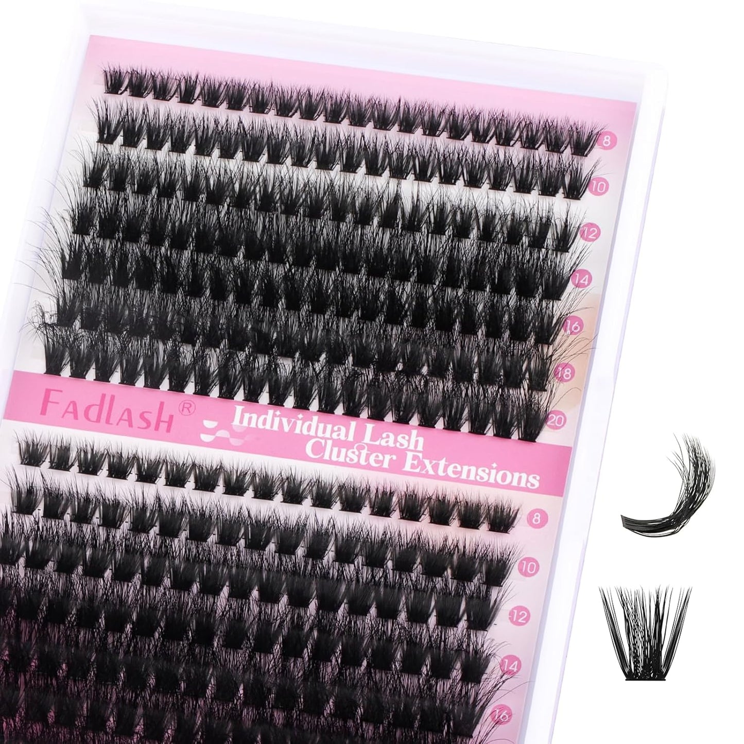 Lash Clusters 280pcs 60D+80D 8-20mm Cluster Lashes Mixed Tray 3D Effect Volume Individual Lashes Cluster Eyelash Extensions Fluffy Soft D Curl DIY Lash Extension Kit at Home (60D+80D-0.07-D,8-20mm)