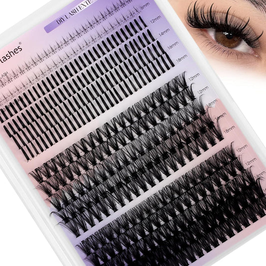Lash Clusters DIY 12-18mm Mega Thick Lash Extension Individual Spike Mink Lash Clusters with Bottom Lashes Spiky Volume Eyelash Extension for Self Use(40+50D)