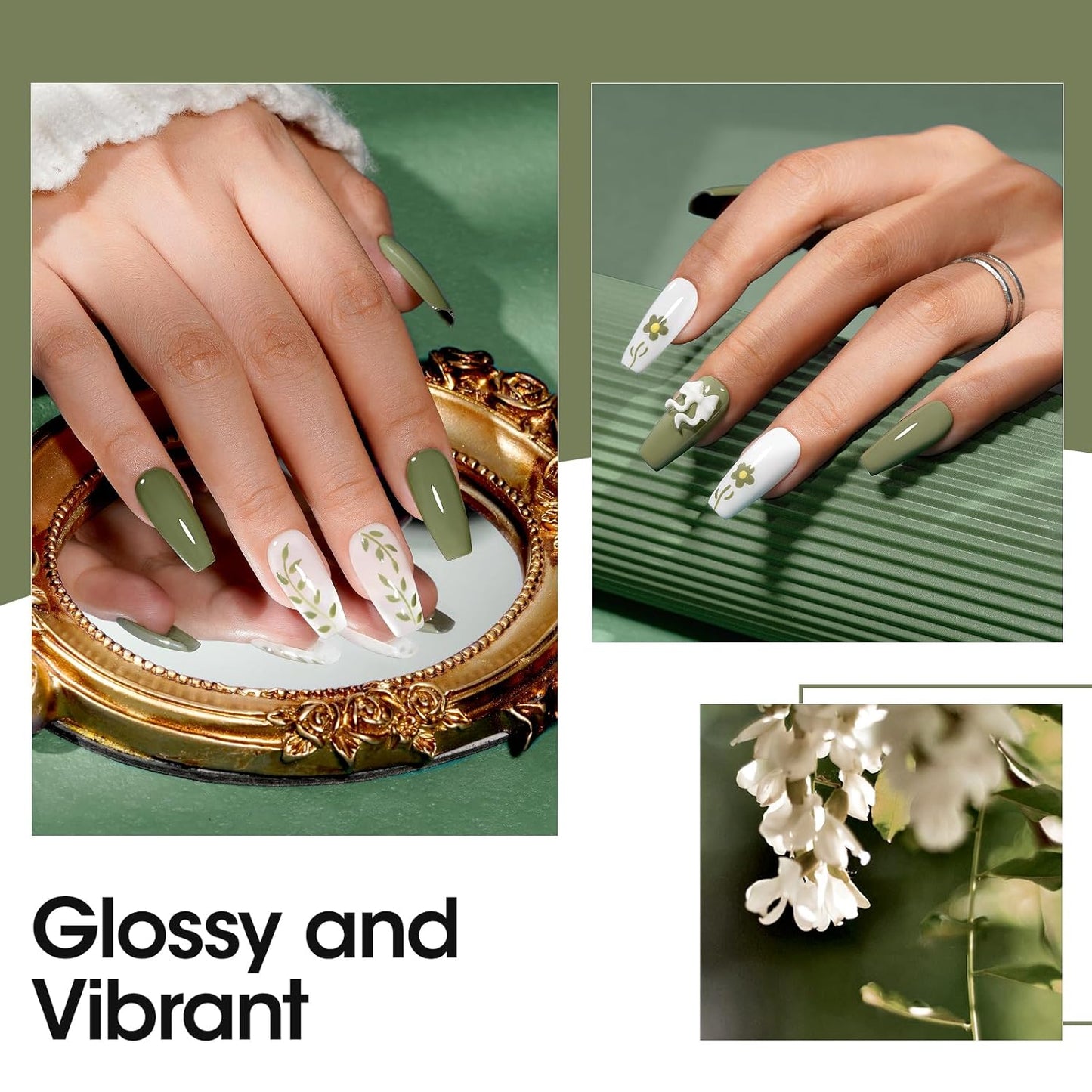 Gellen Green Gel Nail Polish 18 ML Sage Green Nail Gel Polish Soak off UV LED Nail Lamp Emerald Nail Polish for Fall Winter Salon DIY Nail Art Manicure at Home Holiday Gift for Women, 0.61 Fl Oz