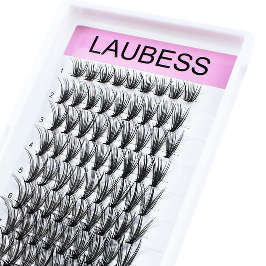 Lash Clusters LAUBESS Individual Lashes Waterproof Eyelash Clusters Mixed Tray Cluster Eyelash Extensions Soft Cluster Lashes for Beginners (20D-D-14)