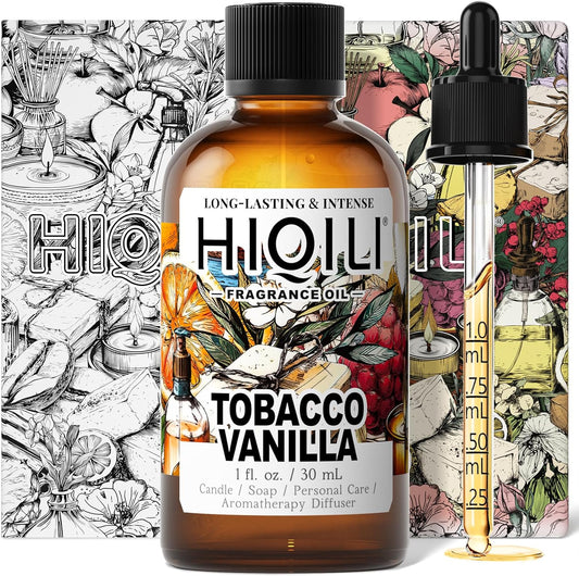 HIQILI Tobacco Vanilla Fragrance Oil for Diffuser, Inspired by T.Ford Tobacco Vanille, DIY Soap, Candle, Perfume Making, Long Lasting Rich & Spicy Scents - 1 Fl Oz
