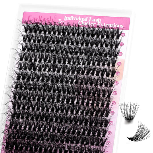 Lash Clusters 240pcs 40D 15-20mm Cluster Lashes Mixed Tray 3D Effect Volume Individual Lashes Cluster Eyelash Extensions Fluffy Soft D Curl DIY Lash Extension Kit at Home (40D-0.07-D,15-20mm)