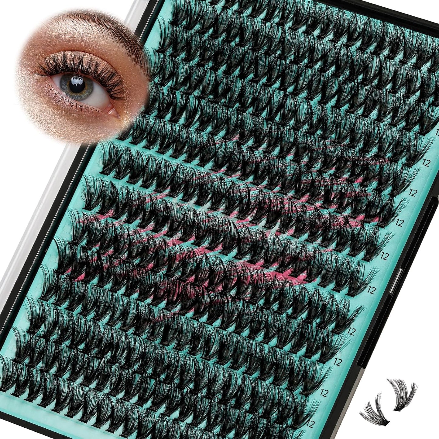 Lash Clusters Wispy 280PCS Eyelash Extension 40D 50D Cluster Lashes Individual Lashes DIY Lash Extension Natural Look Cluster Eyelash Extensions Soft False Eyelashes at Home for Beginners(12mm)