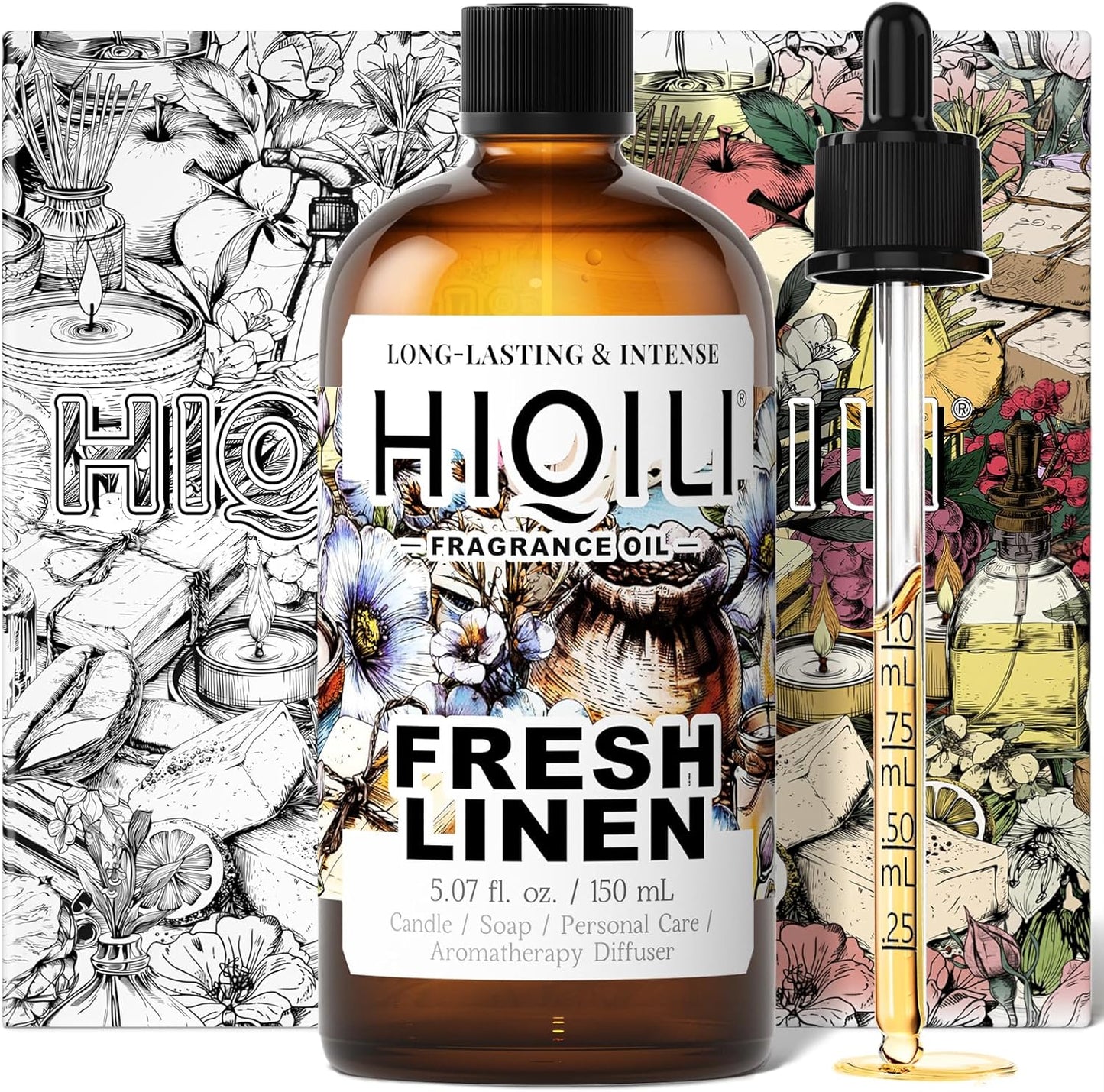 HIQILI Fresh Linen Fragrance Oil for Candle & Room Spray Making, Add to Dryer Balls, Freshie Scents for Essential Oil Diffuser - 5.07 Fl Oz