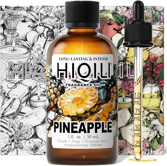 HIQILI Pineapple Fragrance Oil for Diffuser, Soaps, Bath Bombs, Candles Making, Bright Scents for Home, Car & Office - 1 Fl Oz