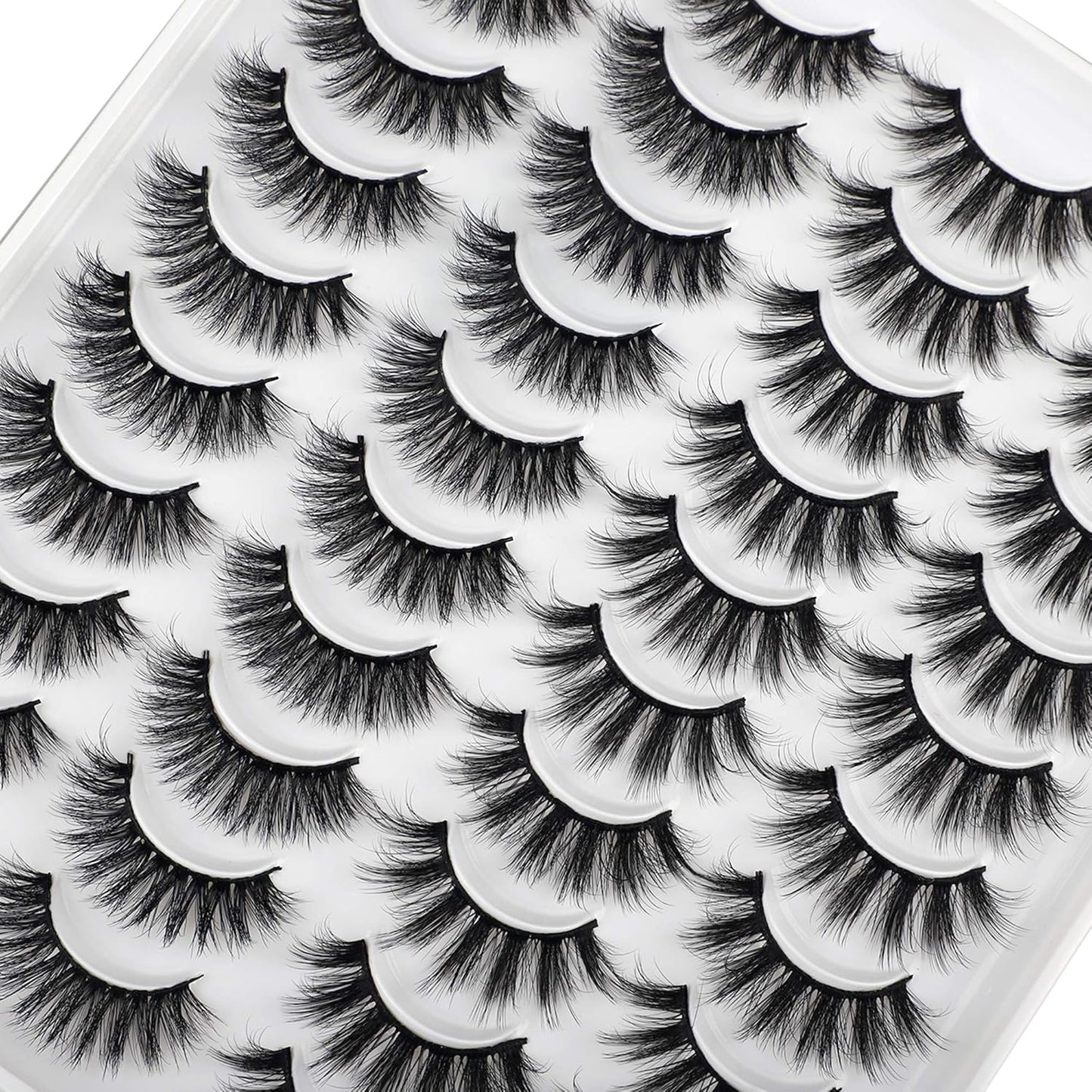 JIMIRE 20 Pairs False Eyelashes 2 Styles Mixed Fluffy Eyelashes Natural Volume Wispy Faux Mink Lashes Pack